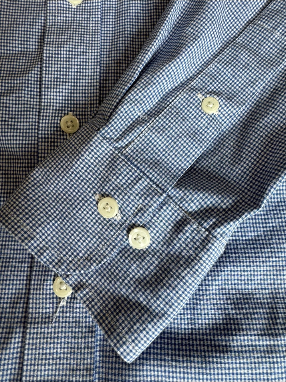 Lauren Ralph Lauren Slim Fit Blue White Gingham Shirt Size 15 34/35 (M/L) Chic - Picture 4 of 7